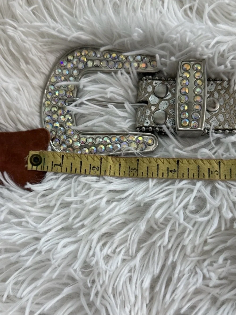 Statement Belt Womens Large Crystal Studded Silver Flashy Bling EUC
